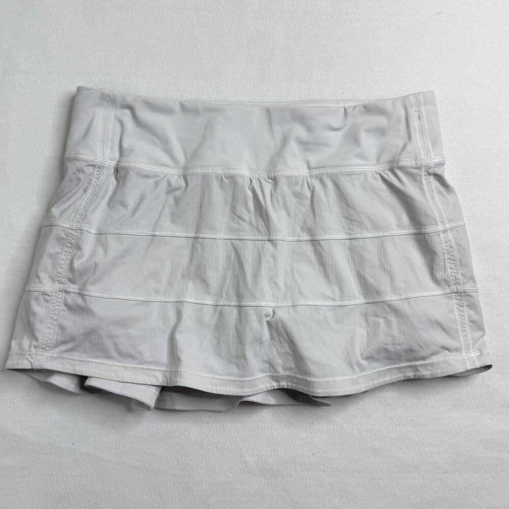 Lululemon Pace Setter Skort Womens 6 White Tiered Built In Shorts Skirt Running